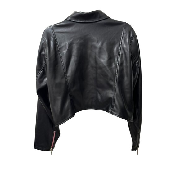 Womens Torrid X Betsey Johnson Faux Leather Black Crop Moto Jacket Size 4 4X 26 - Picture 6 of 9